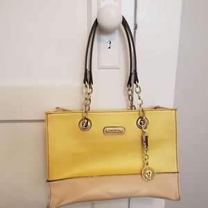 Ann Klein yellow and white leather purse